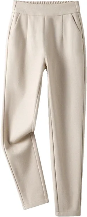 DBFBDTU High-Waisted Woolen Pants Women's Elastic Waist Casual Pants Women's Thickened Harem Pants