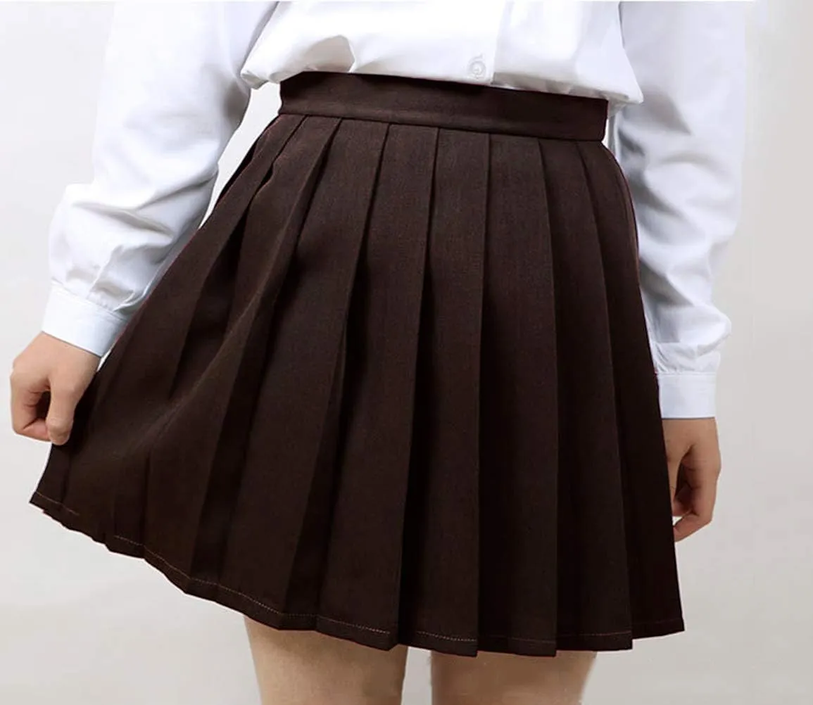 DCUTERQ Women's High Waisted Pleated School Skirt High Waisted Girl Uniform Mini Casual Skirts A-line Skorts