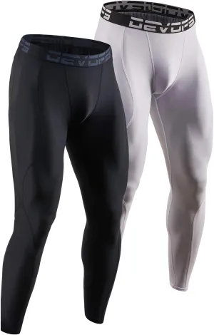 DEVOPS 2 or 3 Pack Men's Compression Pants Athletic Leggings with Pocket/Non-Pocket
