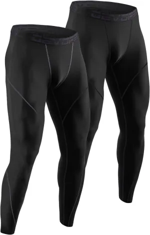 DEVOPS 2 or 3 Pack Men's Thermal Compression Pants, Athletic Leggings Base Layer Bottoms