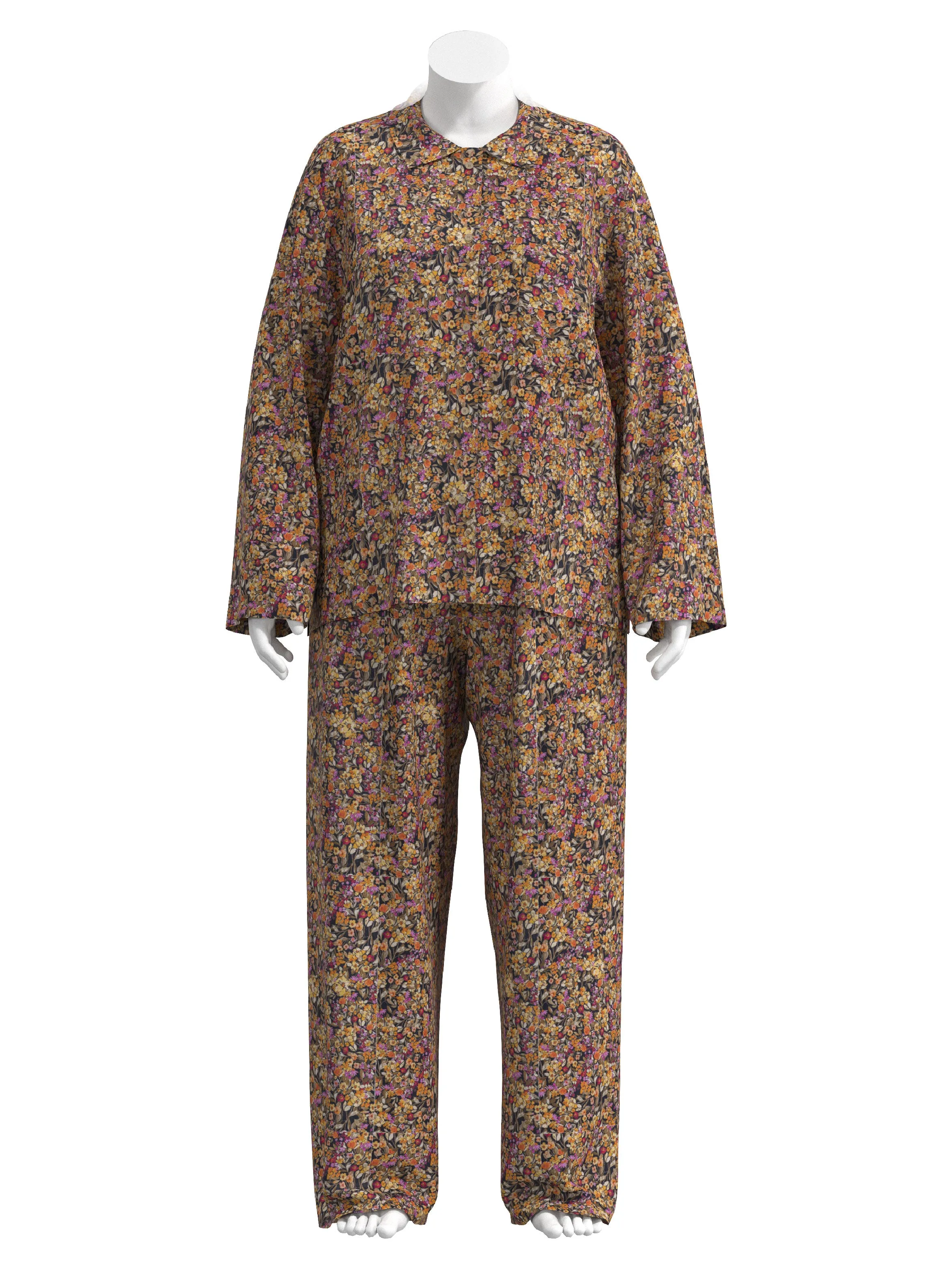 Ditzy Floral Meadow Print Cotton Poplin - Black   Yellow   Pink   Olive