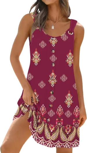 ETCYY Sundresses for Women 2025 Vacation Summer Dresses Beach Swim Suit Cover Ups Sleeveless Button Down Spring Sun Dress
