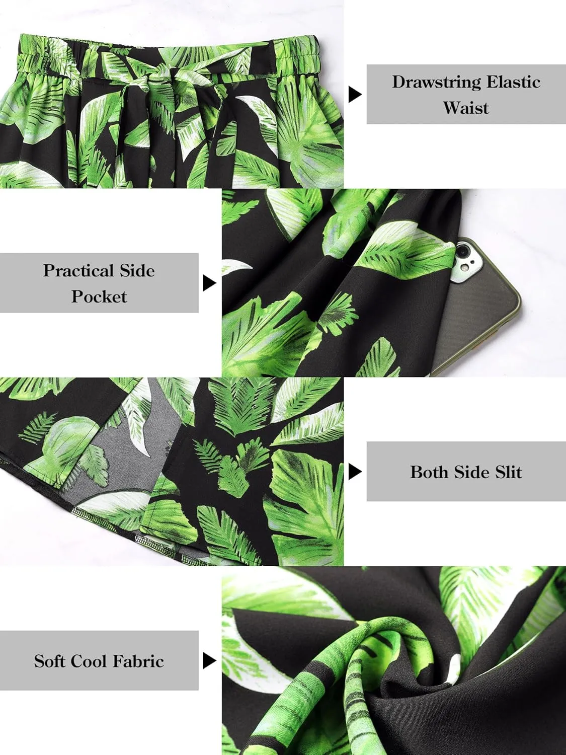 Ezcosplay Women Maxi Hawaiian Floral Slit Skirt High Elastic Waisted Split Thigh Long Skirts with Pockets