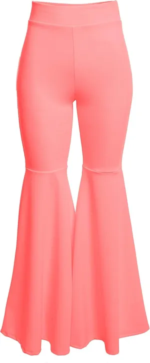 FASHIONOMICS Women's USA Fashion Boho Print & Solid Comfy Stretchy Bell Bottom Flare Palazzo Pants