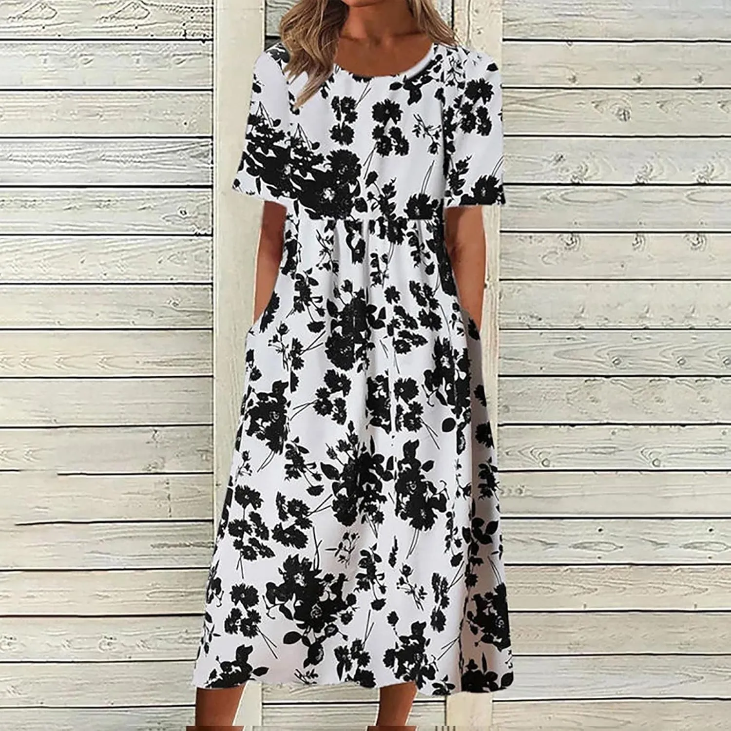 Floral Print Boho Dress for Women 2025 Casual Summer Midi Dress Loose Flowy Long Dresses with Pockets Tshirts Dresses