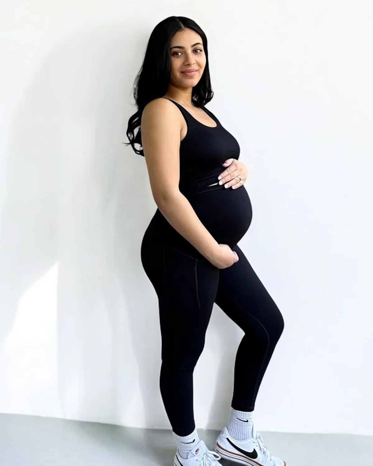 G4Free BareFeel Maternity Leggings with Pockets Over The Belly Stretchy Workout Yoga Pregnancy Pants Lounge