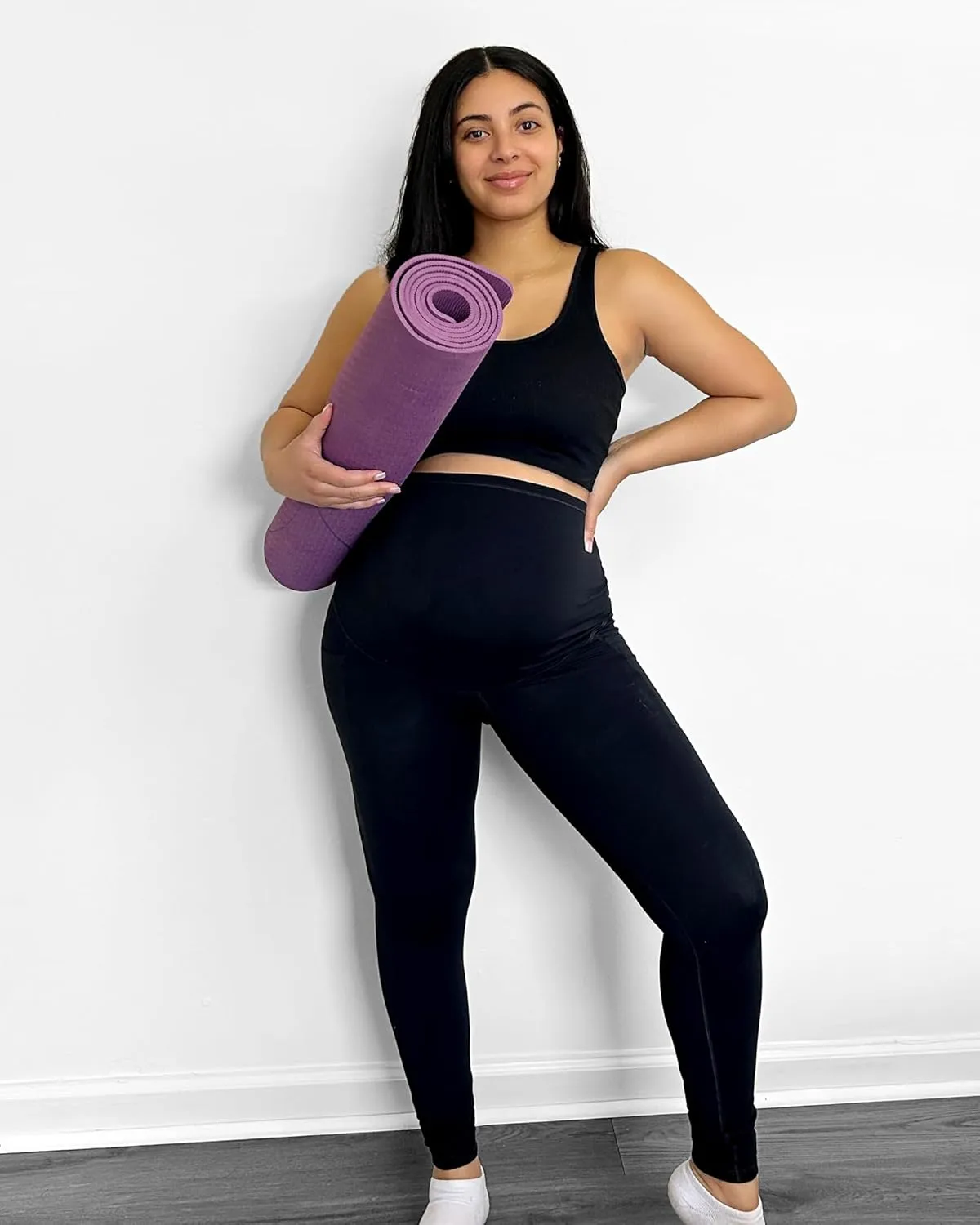 G4Free BareFeel Maternity Leggings with Pockets Over The Belly Stretchy Workout Yoga Pregnancy Pants Lounge