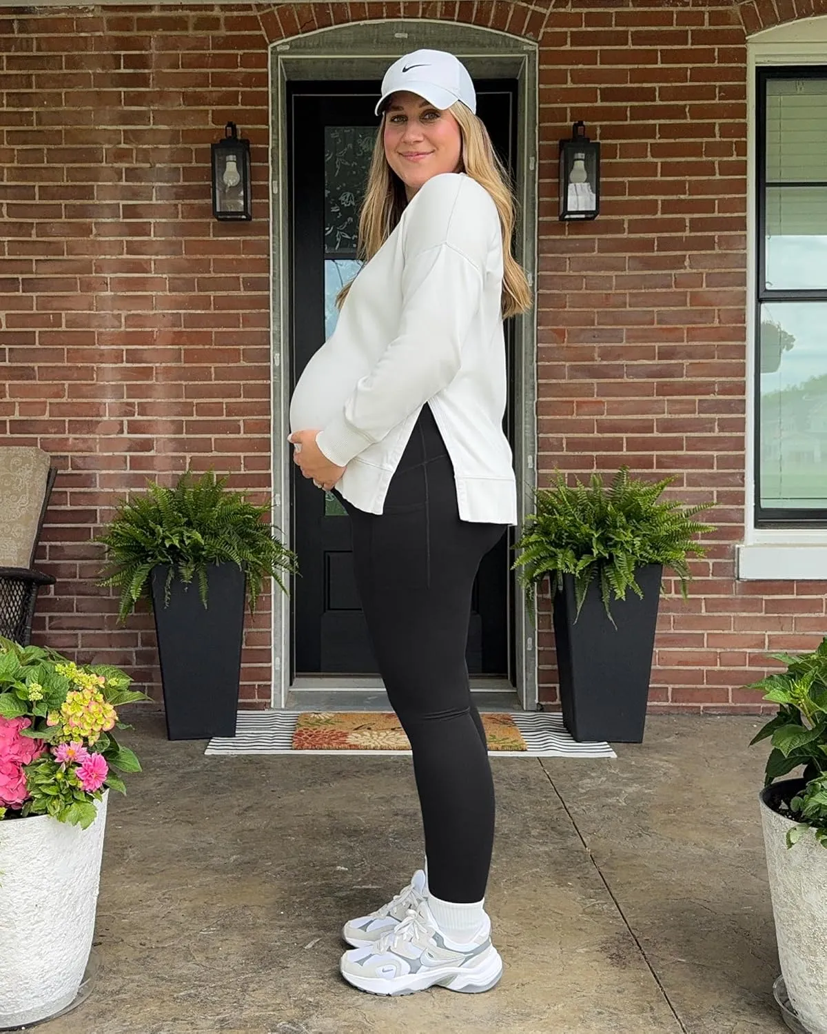 G4Free BareFeel Maternity Leggings with Pockets Over The Belly Stretchy Workout Yoga Pregnancy Pants Lounge