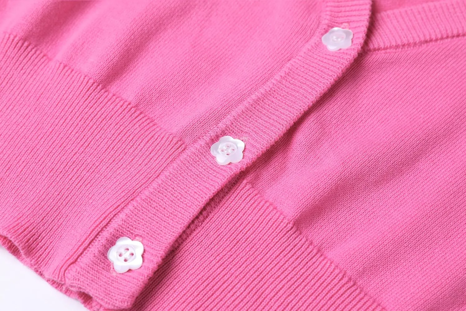 Girls Cropped Cardigan Sweater [Cute Petal Buttons] 3/4 Sleeve Short Cardigan for Dress