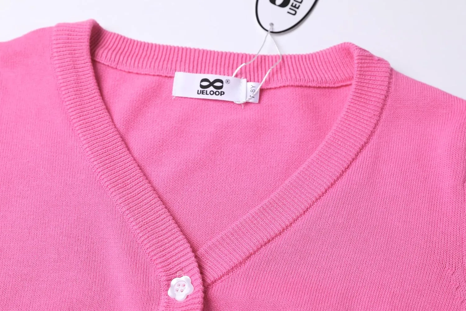 Girls Cropped Cardigan Sweater [Cute Petal Buttons] 3/4 Sleeve Short Cardigan for Dress
