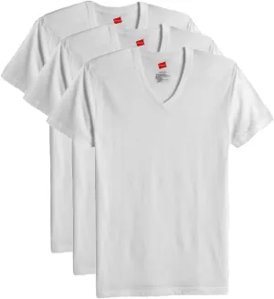 Hanes Big Men's Undershirts V-Neck 3-Pack White 4XL #1202V