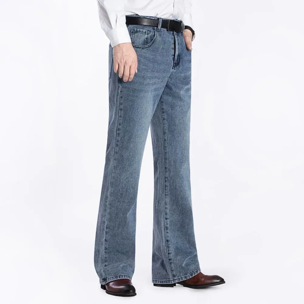 HAORUN Men Bell Bottom Jeans Slim Fit Flared Denim Pants 60s 70s Retro Trousers