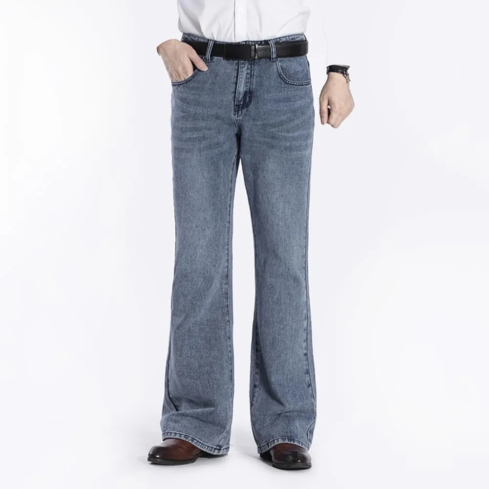HAORUN Men Bell Bottom Jeans Slim Fit Flared Denim Pants 60s 70s Retro Trousers
