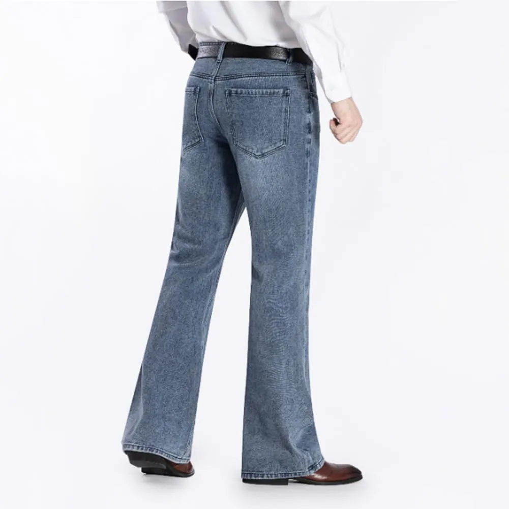 HAORUN Men Bell Bottom Jeans Slim Fit Flared Denim Pants 60s 70s Retro Trousers