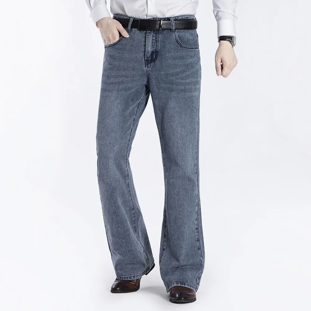 HAORUN Men Bell Bottom Jeans Slim Fit Flared Denim Pants 60s 70s Retro Trousers