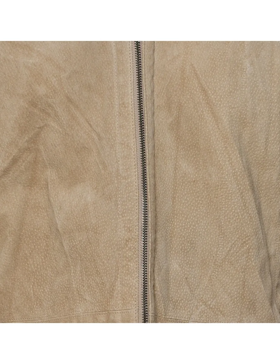Hooded Suede Shearling Coat - L