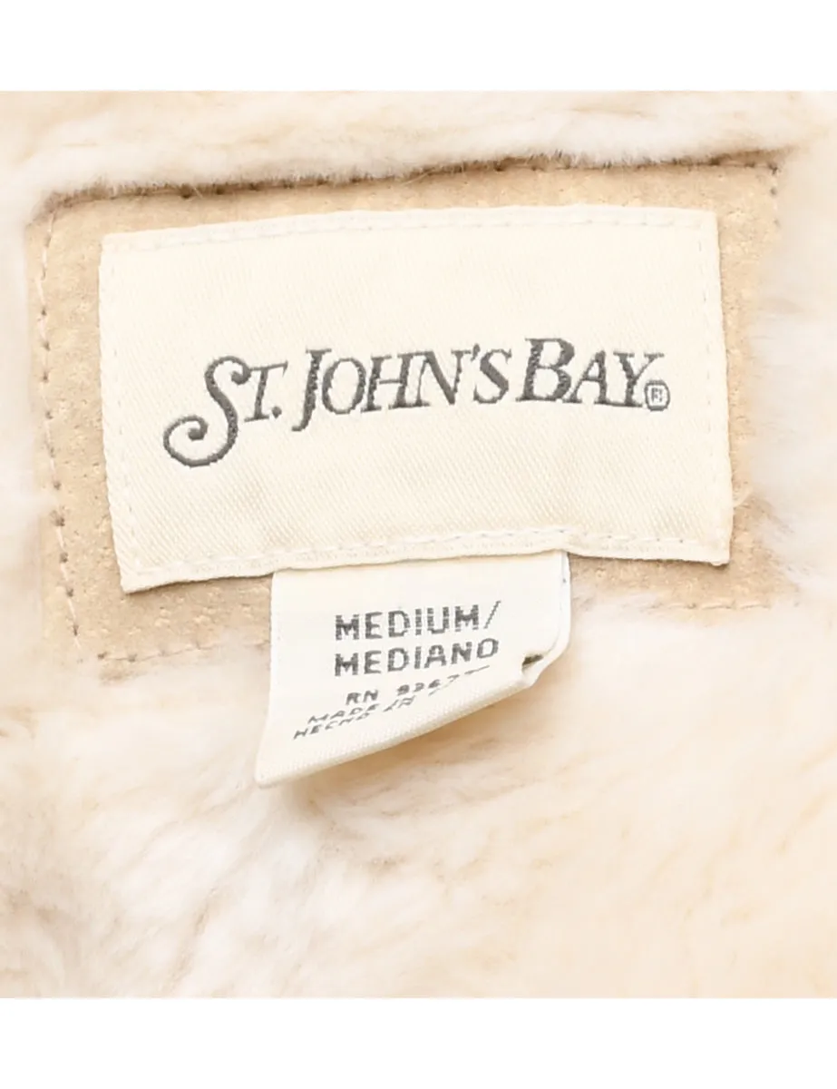 Hooded Suede Shearling Coat - L