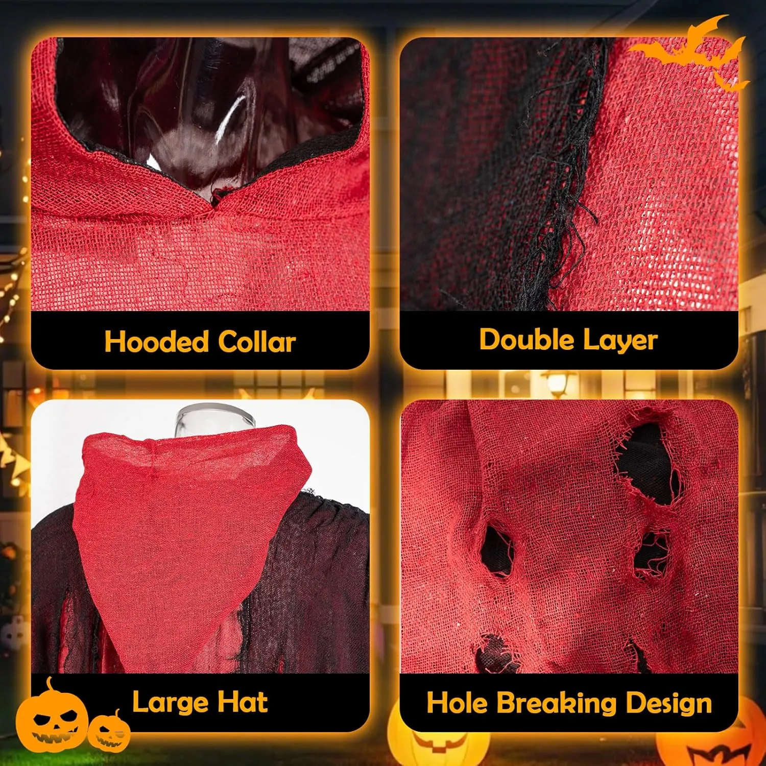 Horrible Cloak with Hood Men Women Haunted Wizard Cloak Cosplay Halloween Costumes Hooded Cape