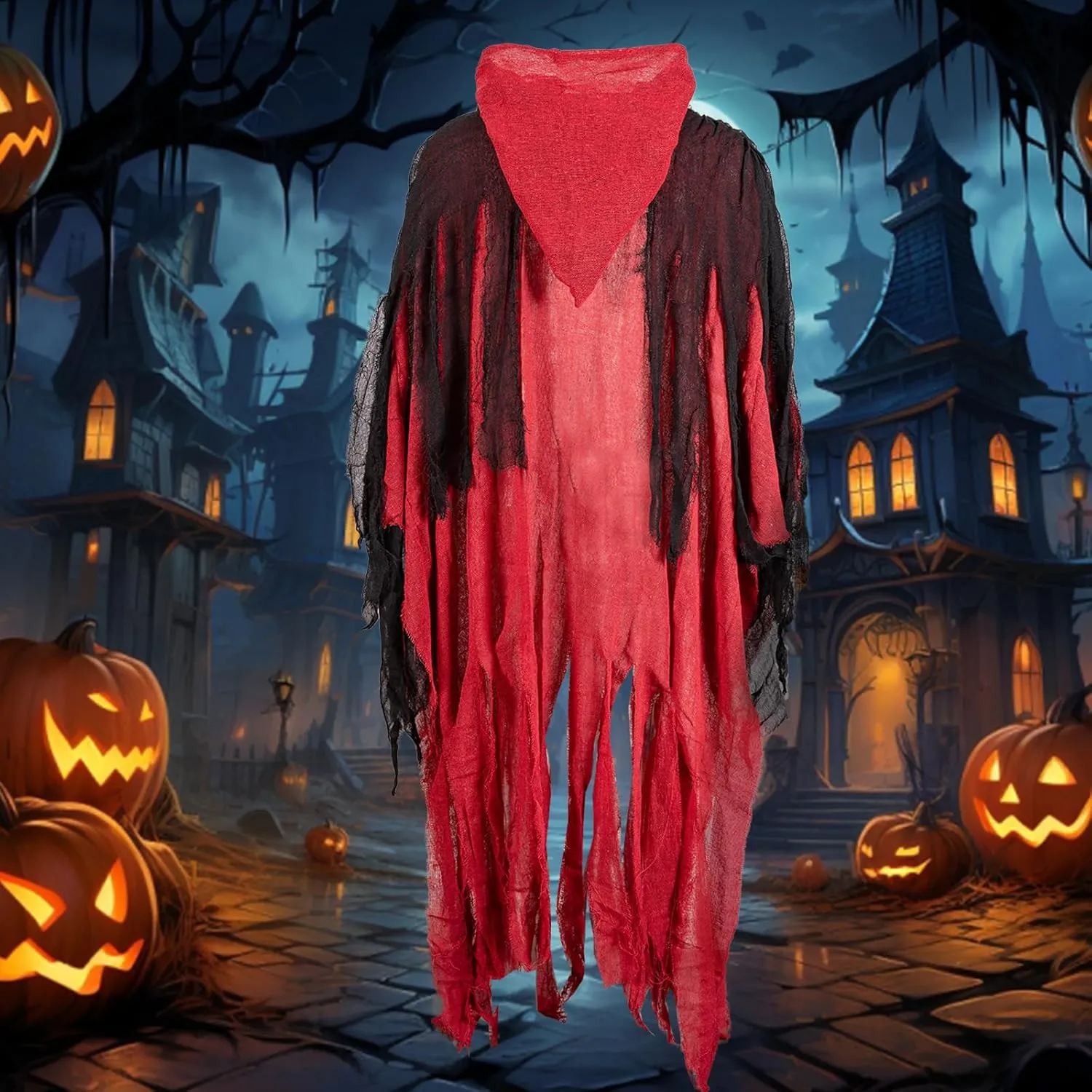 Horrible Cloak with Hood Men Women Haunted Wizard Cloak Cosplay Halloween Costumes Hooded Cape
