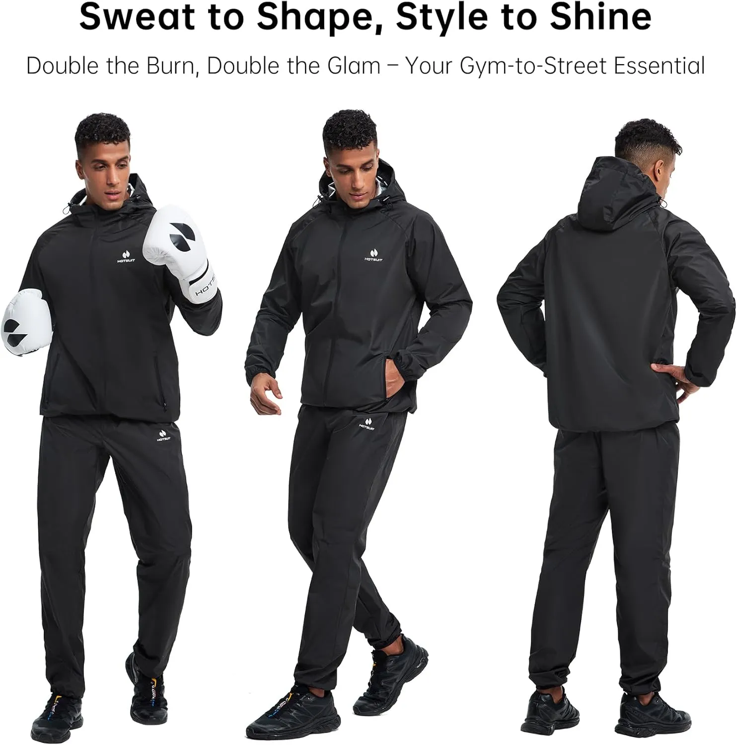 HOTSUIT Sauna Suit for Men Weight Loss Sweat Suit Boxing Exercise Sweat Sauna Jacket Pants