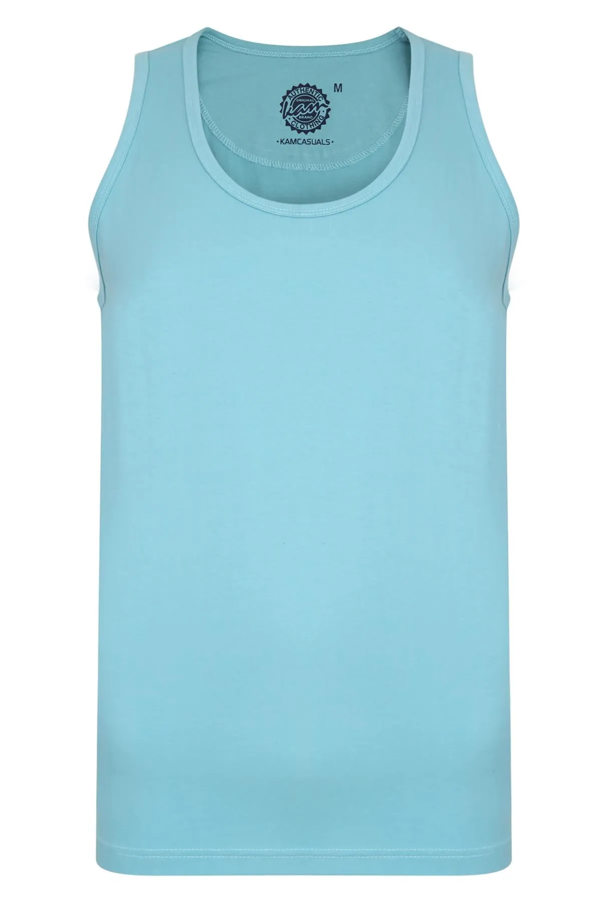 Kam Big Size Men's Pure Cotton 3 Pack Long Length Vests (KBS500F) 2XL-12XL, 5 Colours