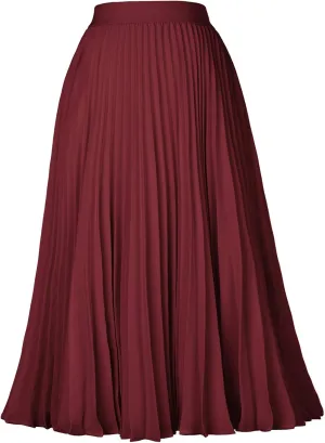 Kate Kasin Women's High Waist Pleated A-Line Swing Skirt KK659
