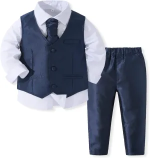 Kimocat Baby Boy Clothes Outfit Suit Long Sleeve Gentleman Tuxedo Vest Wedding Birthday Party Suit