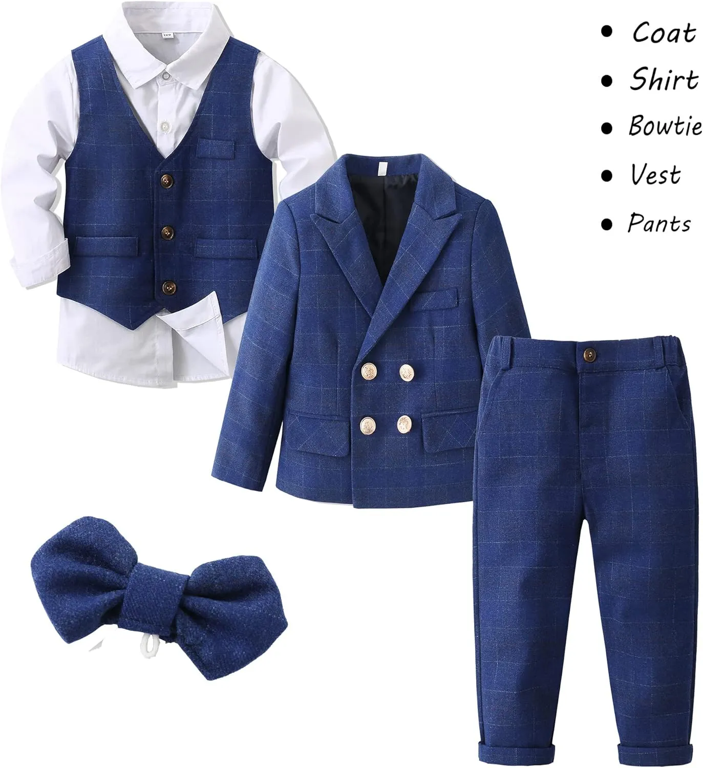 Kimocat Baby Boy Clothes Outfit Suit Long Sleeve Gentleman Tuxedo Vest Wedding Birthday Party Suit