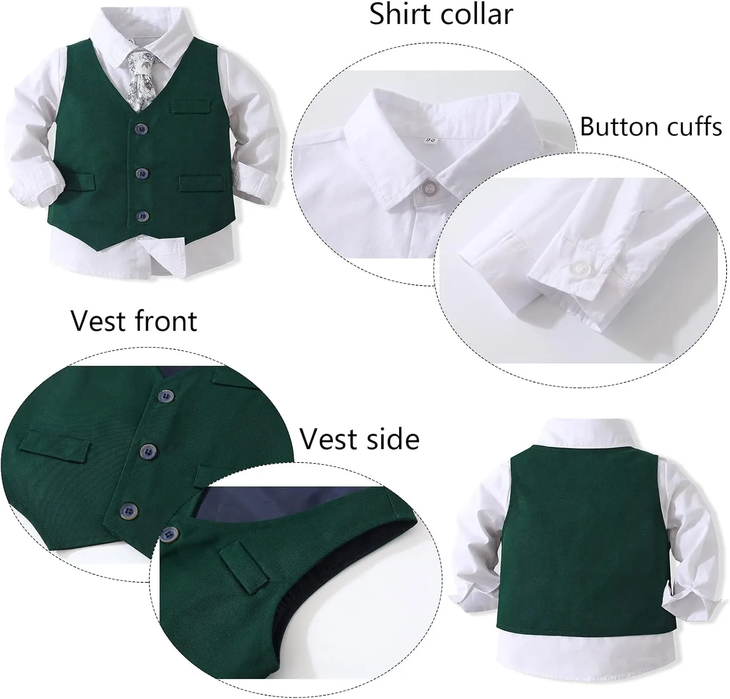 Kimocat Baby Boy Clothes Outfit Suit Long Sleeve Gentleman Tuxedo Vest Wedding Birthday Party Suit