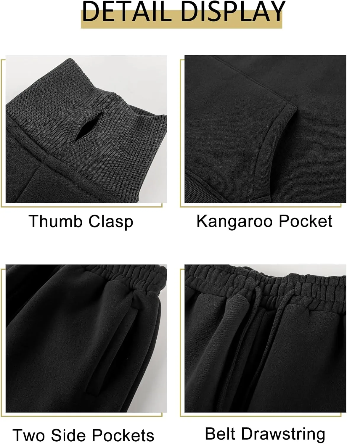 Kissonic Women's Fleece Jogger Sets 2 Pieces Sweatsuits Outfits Crop Top Hoodies Jogger Pants
