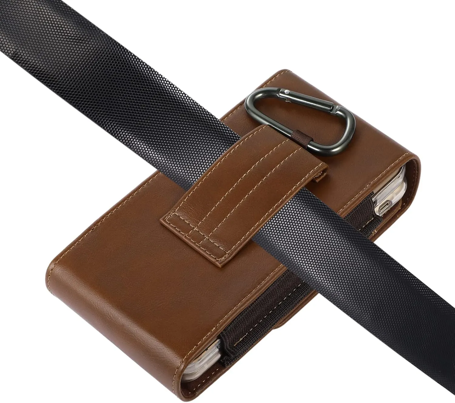 Leather Cell Phone Belt Clip Bag Men, Vertical Cell Phone Belt Holster, 6.7" Small Waist Bag Men Smartphone Belt Pouch Waist Purse Wallet Card Holder Pocket Hiking Handbag Fanny Carrying Case