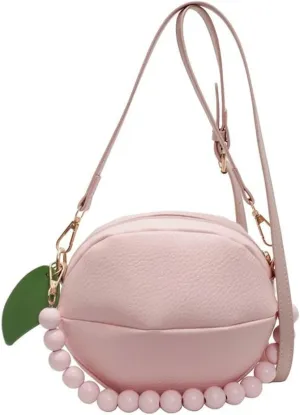Lemon Peach Fruit Shaped Round Cute Crossbody Bags for Women Pu Leather Satchel Clutch Purse Novelty Shoulder Bag 2025