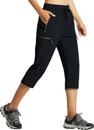 Libin Women's Capri Pants Lightweight Quick Dry Cargo Hiking Capris Travel Casual Outdoor Zipper Pockets