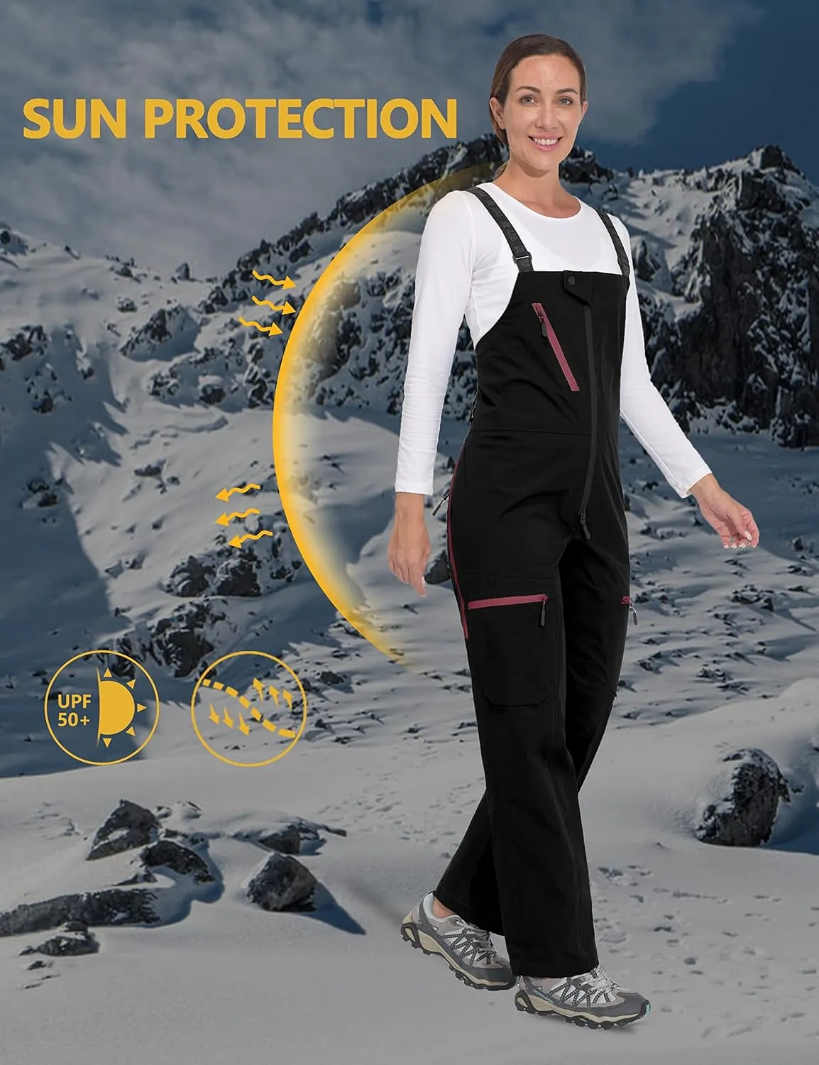 Little Donkey Andy Snow Bib Overalls for Women Waterproof Coveralls Windproof Suspenders Outdoor Skiing Suit Pants