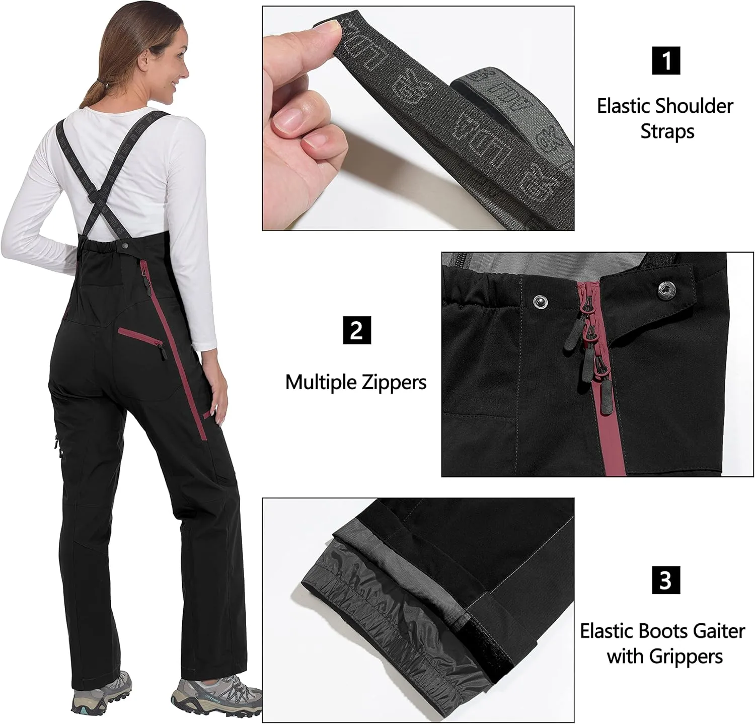 Little Donkey Andy Snow Bib Overalls for Women Waterproof Coveralls Windproof Suspenders Outdoor Skiing Suit Pants