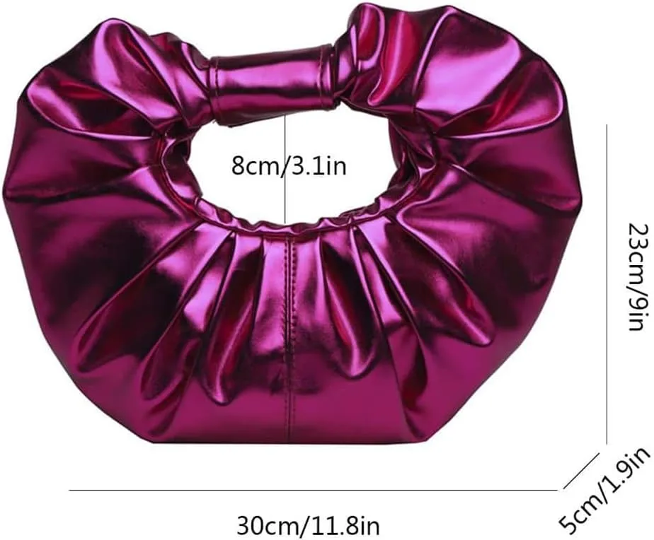 MakeMeChic Women's Clutch Bags Metallic Top Handle PU Leather Handbag Medium Bag Purse