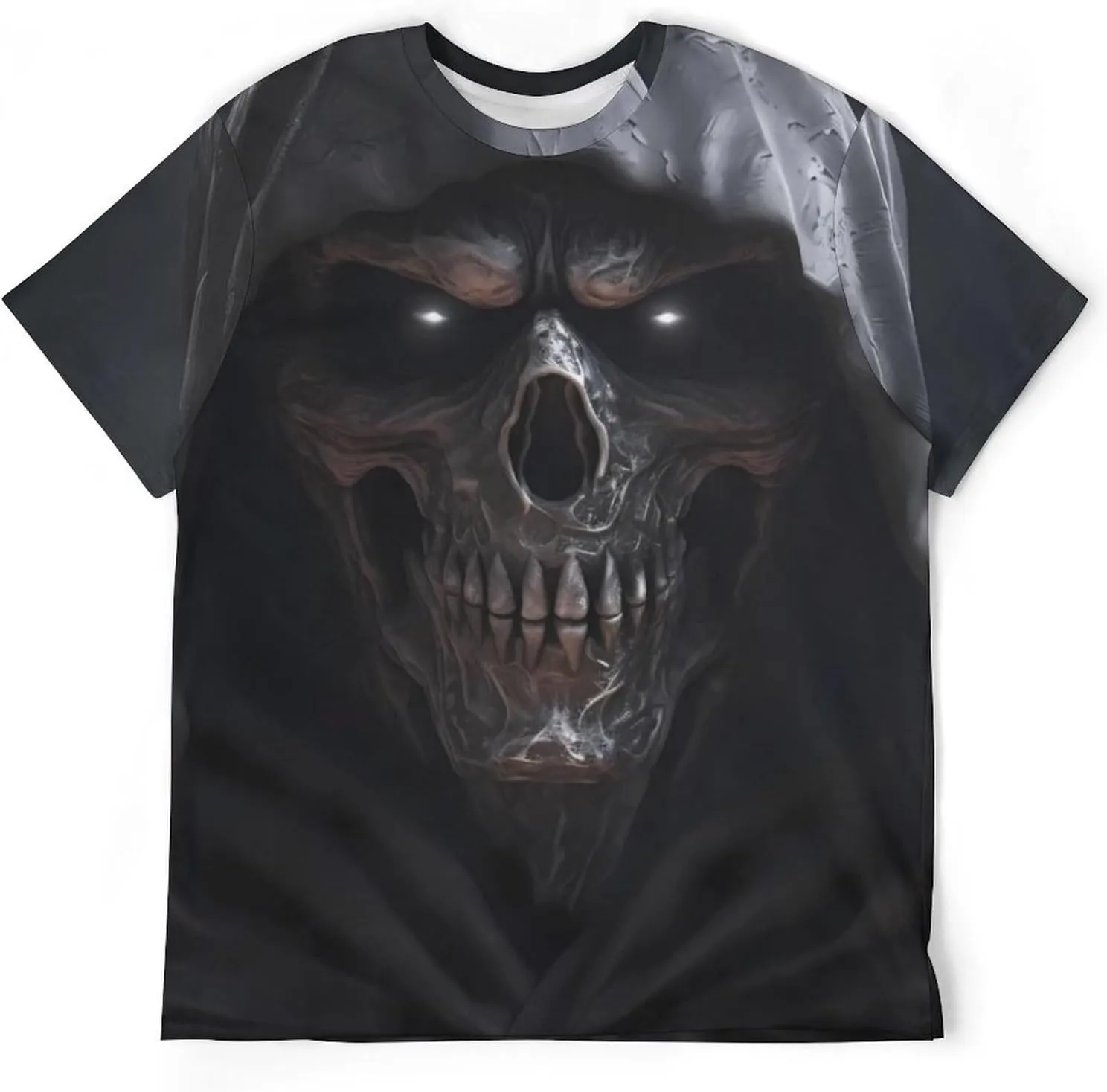 MARSVOVO Men's Grim Reaper Skull Print Tee Shirt Novelty Western T-Shirt for Men Casual Short Sleeve Crew Neck Tops