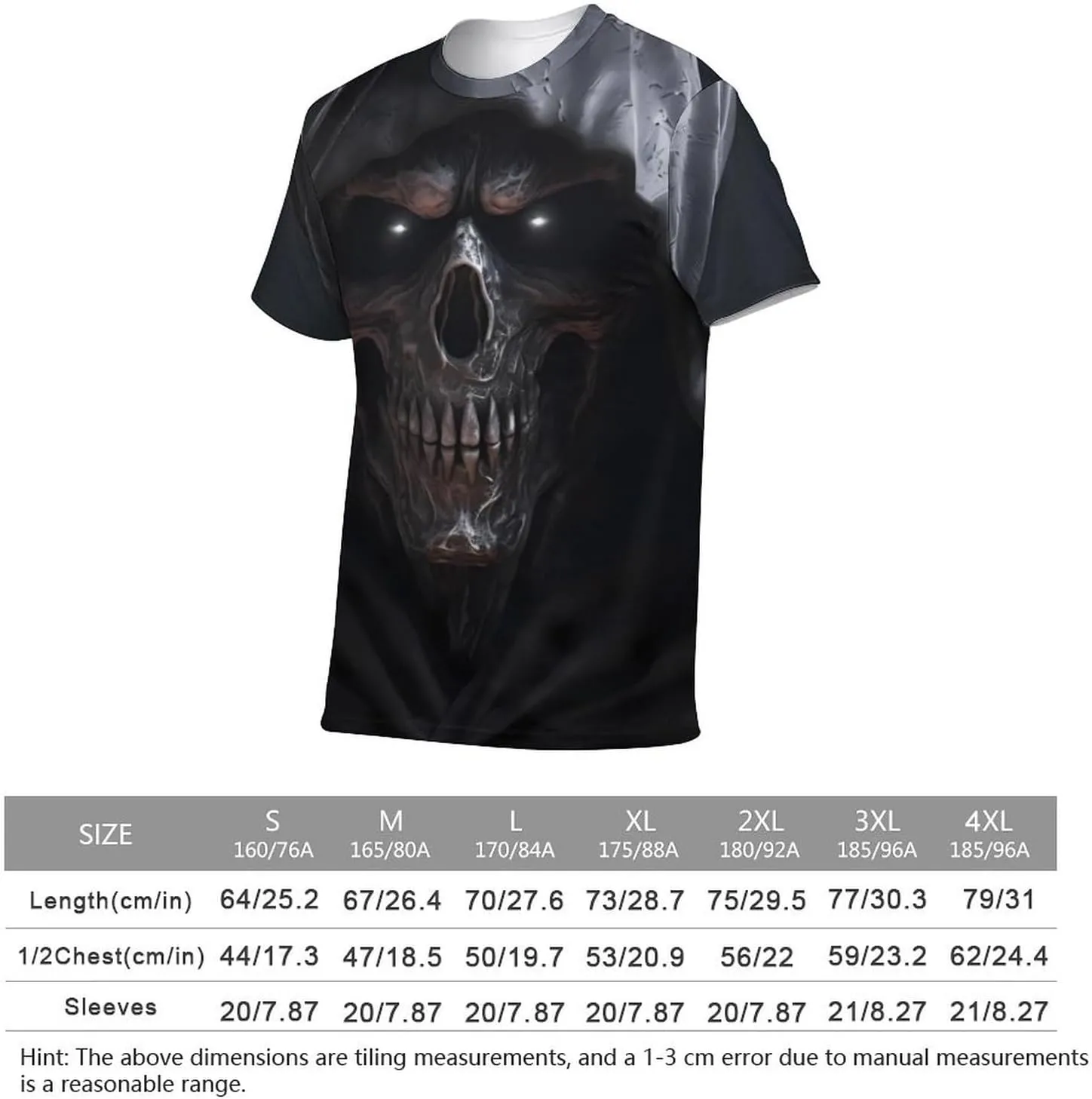 MARSVOVO Men's Grim Reaper Skull Print Tee Shirt Novelty Western T-Shirt for Men Casual Short Sleeve Crew Neck Tops