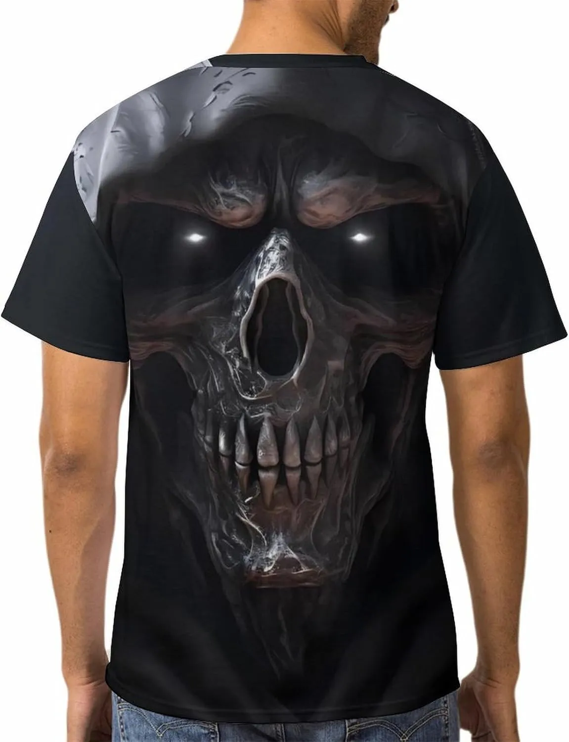 MARSVOVO Men's Grim Reaper Skull Print Tee Shirt Novelty Western T-Shirt for Men Casual Short Sleeve Crew Neck Tops