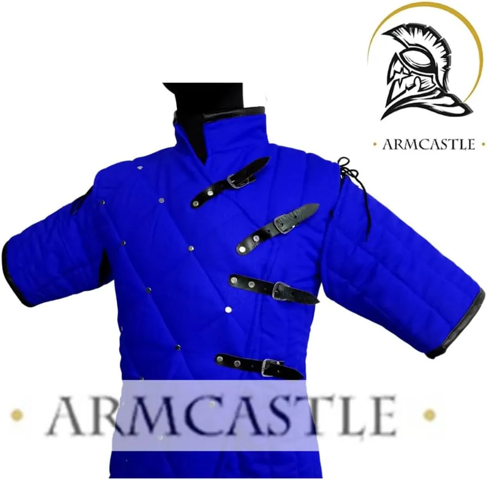 Medieval Viking Gambeson Aketon Coat - Thick Padded Cotton LARP Cosplay Armor, Half Sleeve, Halloween Costume