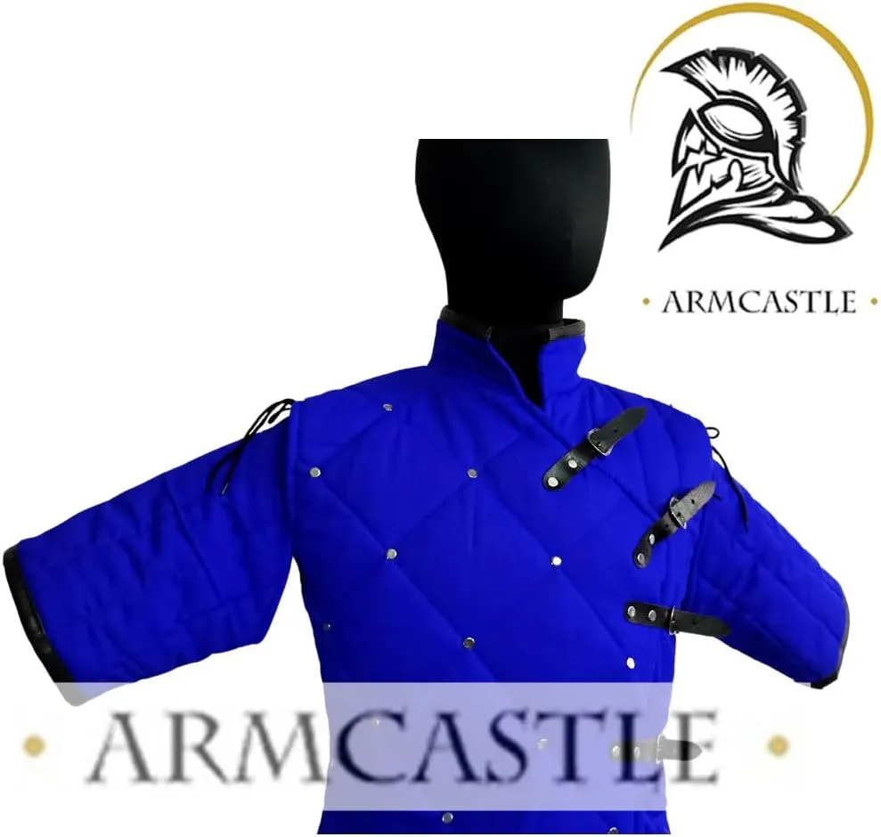 Medieval Viking Gambeson Aketon Coat - Thick Padded Cotton LARP Cosplay Armor, Half Sleeve, Halloween Costume