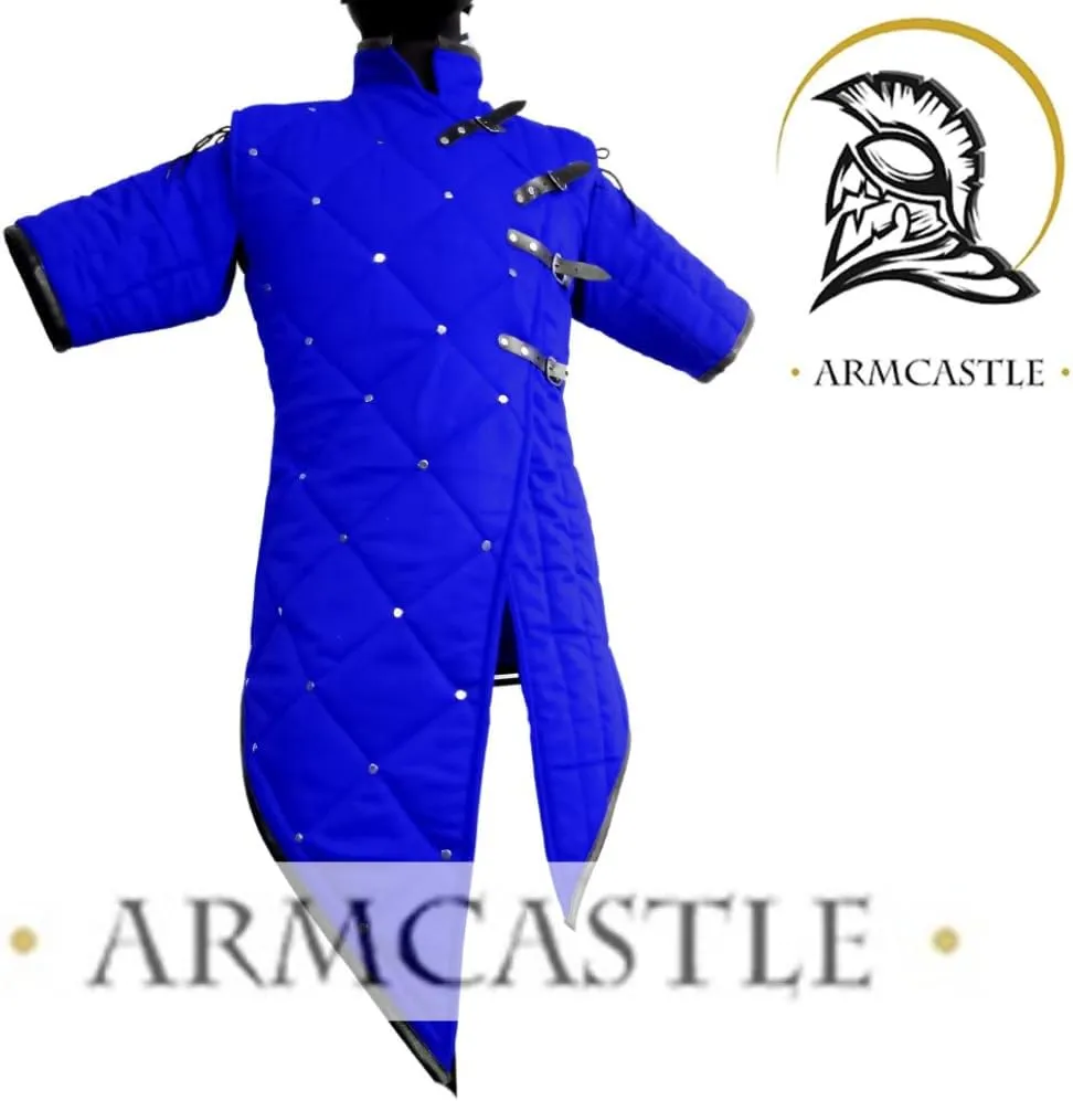 Medieval Viking Gambeson Aketon Coat - Thick Padded Cotton LARP Cosplay Armor, Half Sleeve, Halloween Costume