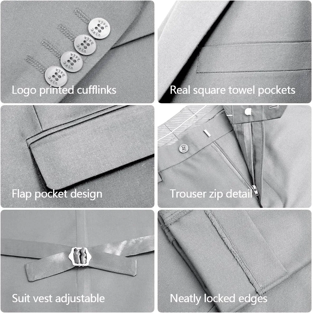 Men's 3-Piece Suit Slim Fit Suit Jacket Single Button Banquet Prom Wedding Suit Jacket Vest Pants and Bow Tie Set