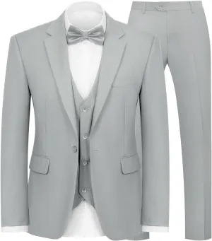 Men's 3-Piece Suit Slim Fit Suit Jacket Single Button Banquet Prom Wedding Suit Jacket Vest Pants and Bow Tie Set