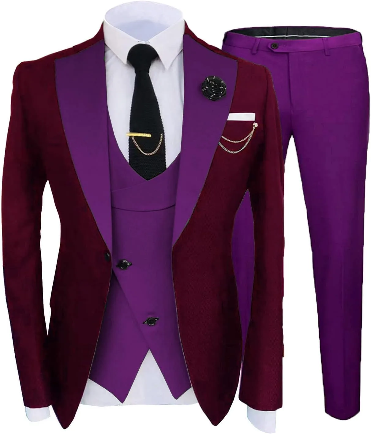 Mens Fashion Slim Fit 3 Piece Suits 2024 Elegant Party Blazer Vest Pants Set EXZ089