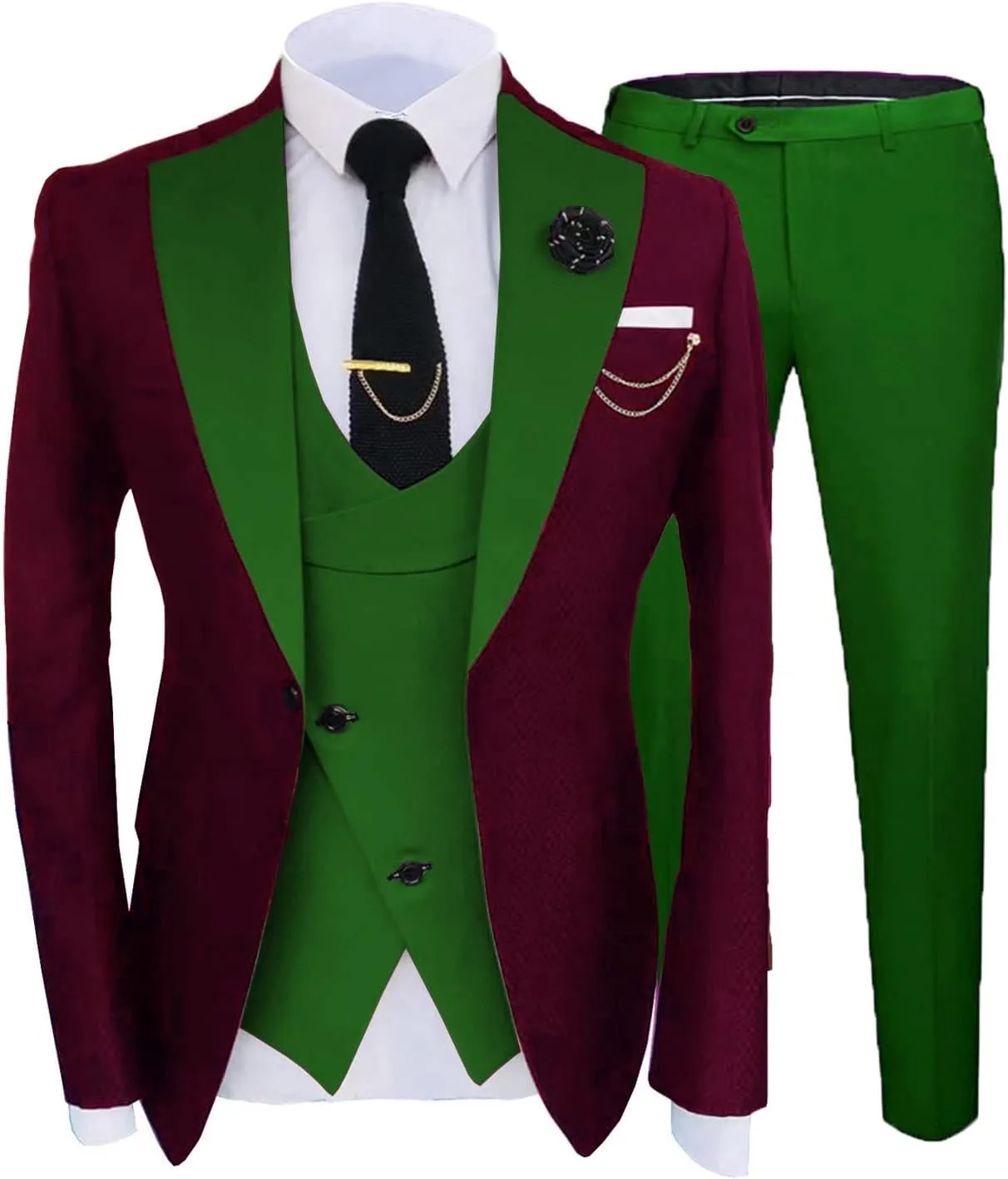 Mens Fashion Slim Fit 3 Piece Suits 2024 Elegant Party Blazer Vest Pants Set EXZ089