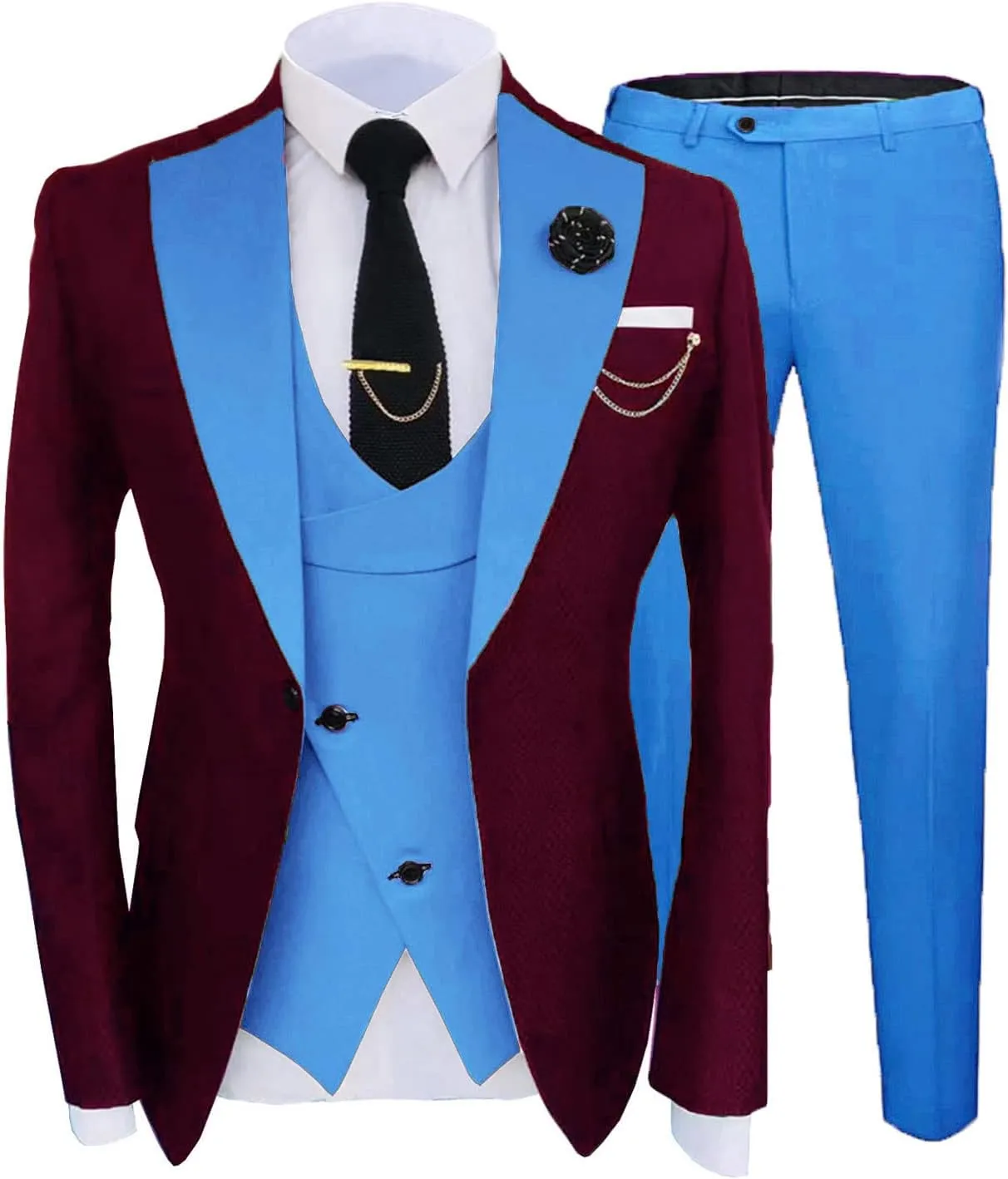 Mens Fashion Slim Fit 3 Piece Suits 2024 Elegant Party Blazer Vest Pants Set EXZ089