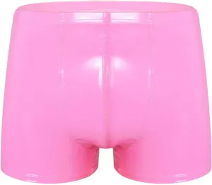 Men's Faux Leather Low Rise Pouch Trunks Shorts Underwear Hot Pants Bikini Briefs