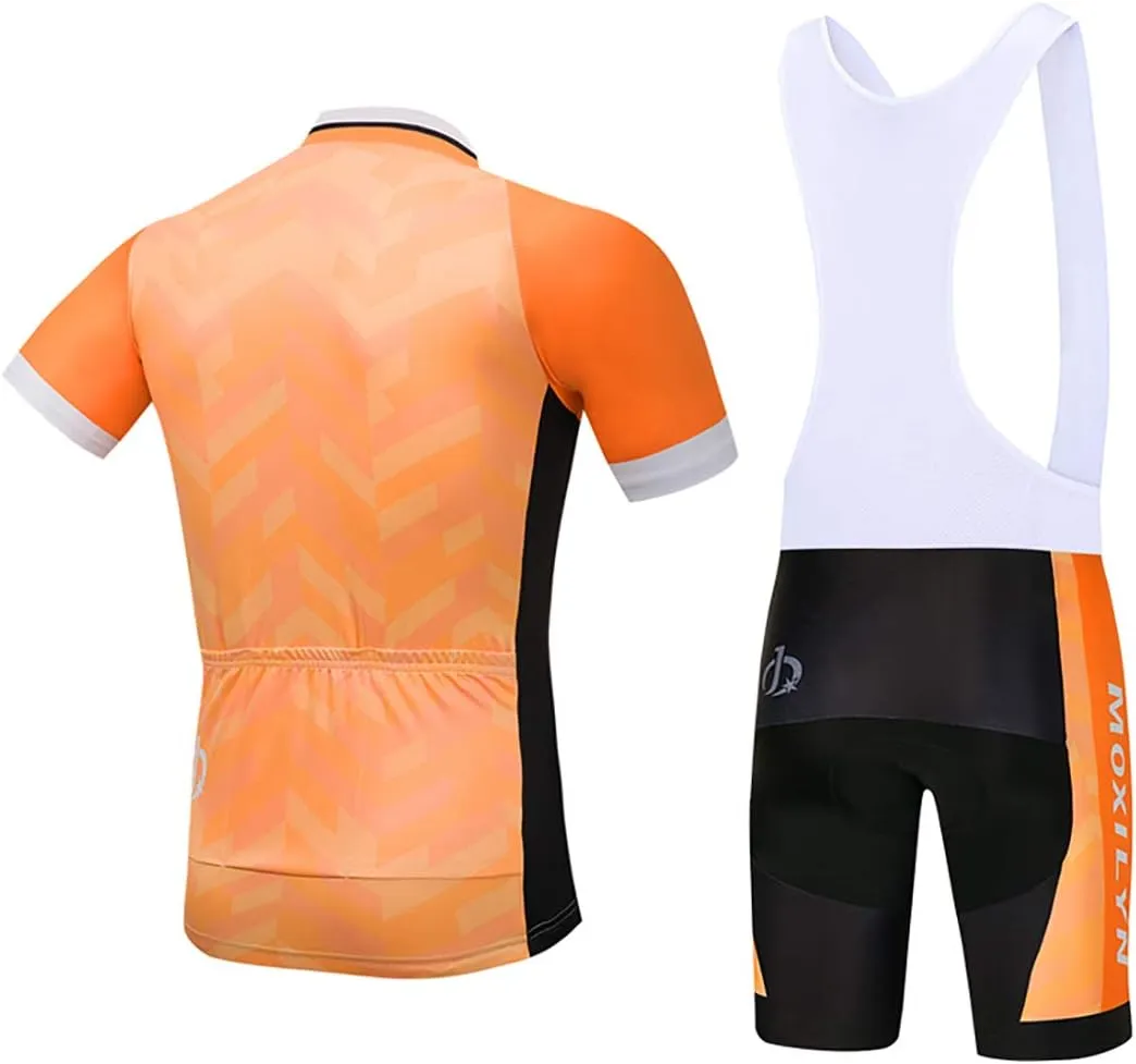 Men's Quick-Dry Cycling Jersey Set Road Bike Bicycle Shirt   Bib Shorts with 9D Gel Pad MTB Riding Clothing Kit