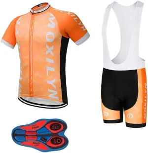 Men's Quick-Dry Cycling Jersey Set Road Bike Bicycle Shirt   Bib Shorts with 9D Gel Pad MTB Riding Clothing Kit
